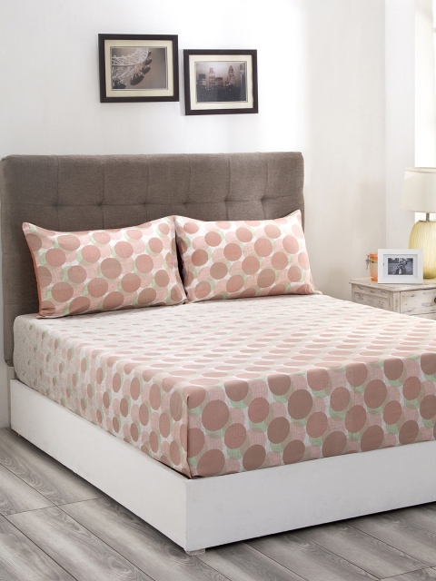 MASPAR Peach-Coloured & Green Geometric 210 TC Cotton 1 Queen Bedsheet with 2 Pillow Covers
MASPAR Peach-Coloured & Green Geometric 210 TC Cotton 1 Queen Bedsheet with 2 Pillow Covers