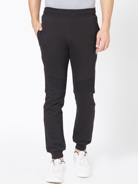 FiTZ Men Black Solid Slim-Fit Joggers