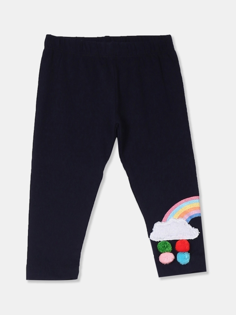 Donuts Infant Girls Navy Blue Solid Ankle-Length Leggings
