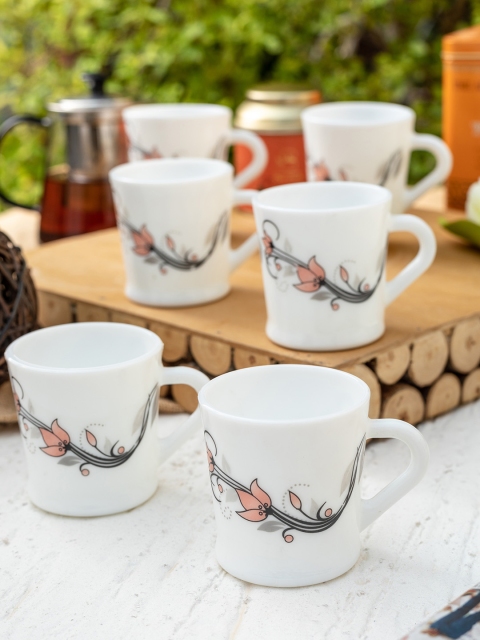 Laopala White & Blue Set Of 12 Printed Opalware Cups Set