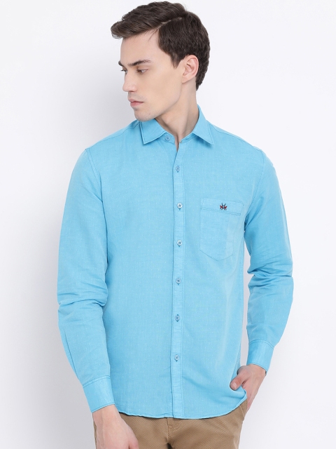 Crimsoune Club Men Blue Standard Slim Fit Solid Casual Shirt