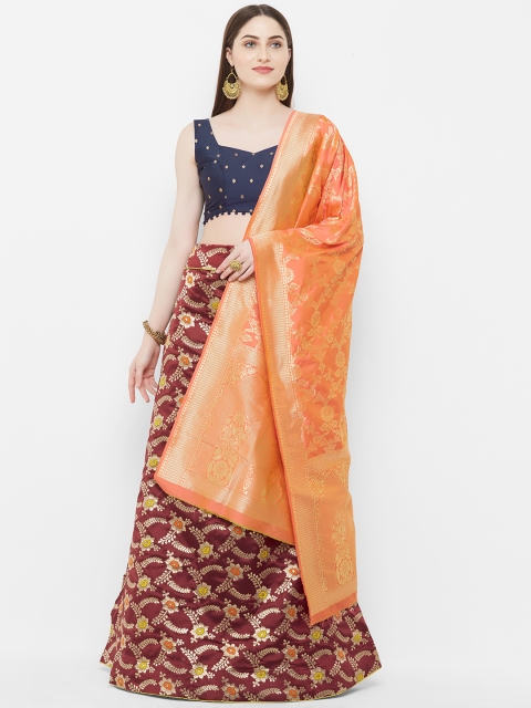Aasvaa Maroon & Blue Woven Design Semi-Stitched Lehenga & Unstitched Blouse with Dupatta
Aasvaa Maroon & Blue Woven Design Semi-Stitched Lehenga & Unstitched Blouse with Dupatta