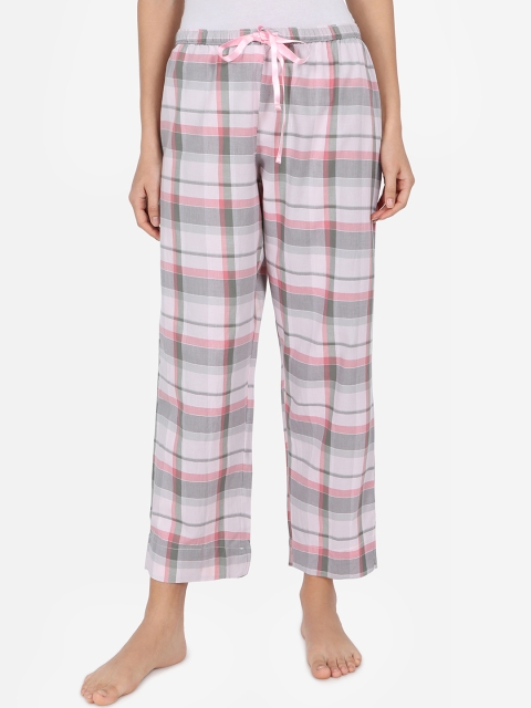 Nick&Jess Women Pink And White Checked Pyjamas
