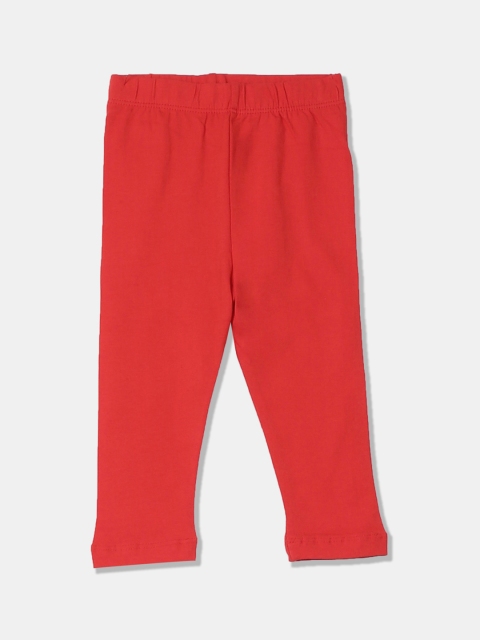 Donuts Infant Girls Red Solid Ankle-Length Leggings