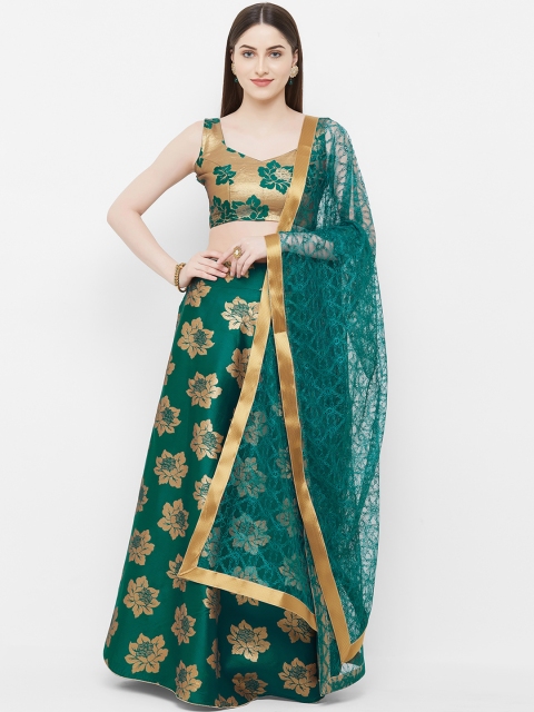 Aasvaa Women Green & Gold-Toned Woven Design Unstitched Lehenga & Blouse with Dupatta
Aasvaa Women Green & Gold-Toned Woven Design Unstitched Lehenga & Blouse with Dupatta