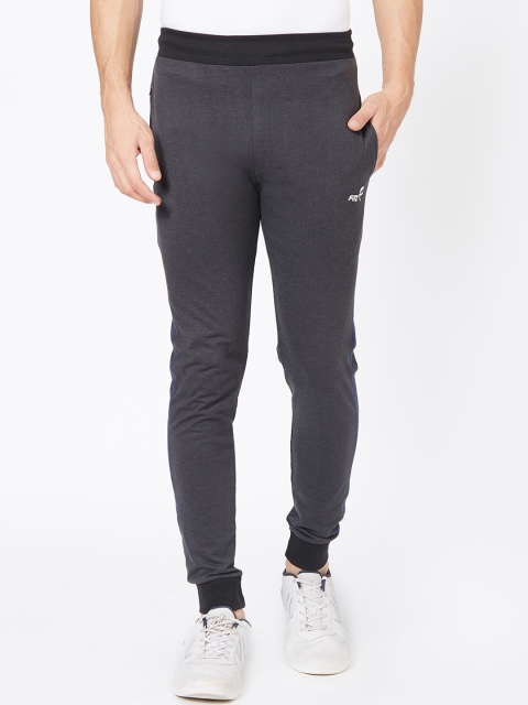 FiTZ Men Charcoal Grey Solid Slim-Fit Joggers