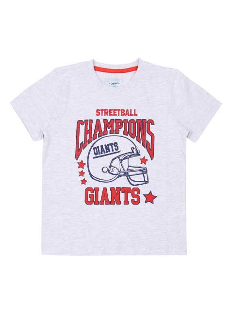 Pantaloons Junior Boys Grey Melange Printed Round Neck T-shirt