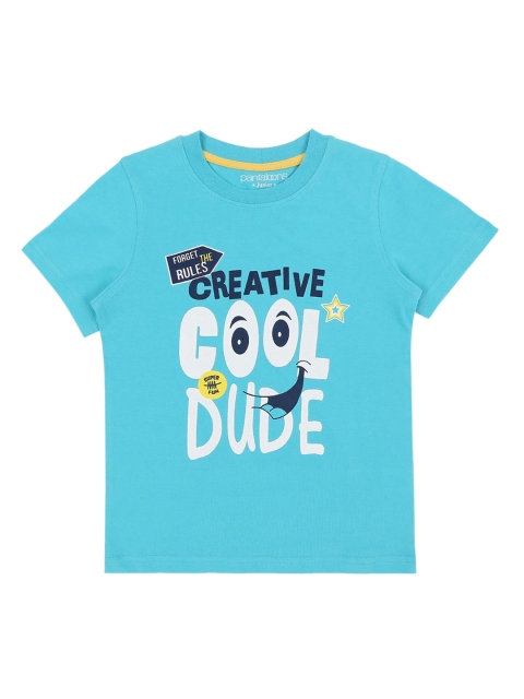Pantaloons Junior Boys Blue Printed Round Neck T-shirt