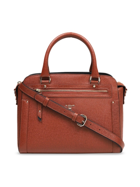 Da Milano Tan Brown Solid Handheld Leather Bag