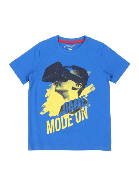 Pantaloons Junior Boys Blue Printed Round Neck T-shirt