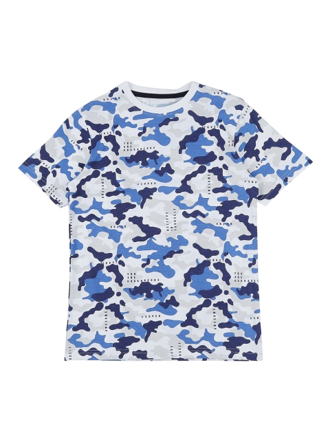 Pantaloons Junior Boys Blue & Grey Printed Round Neck T-shirt