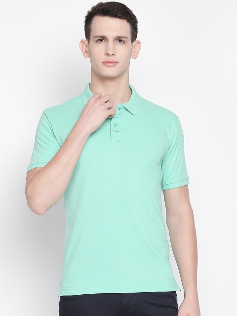 FiTZ Men Sea Green Solid Polo Collar T-shirt