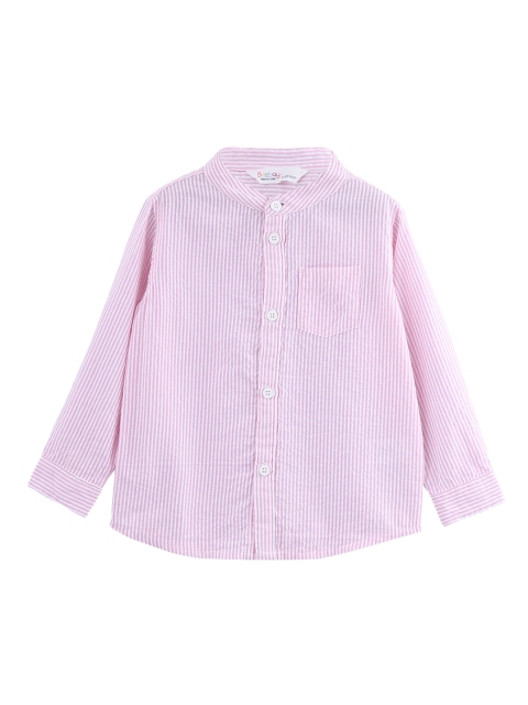 Beebay Boys Pink & White Regular Fit Striped Casual Shirt