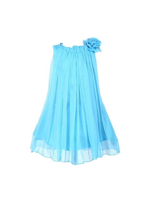 Samsara Couture Girls Blue Solid Frozen A-Line Dress