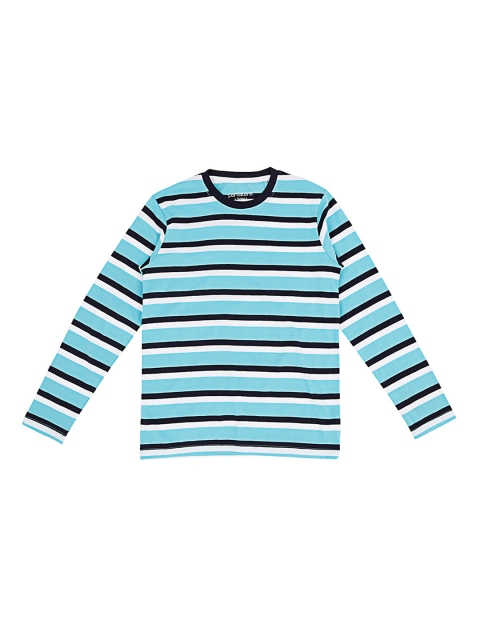 Pantaloons Junior Boys Blue & Black Striped Round Neck T-shirt