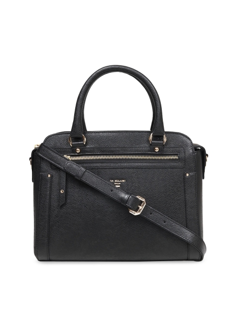 Da Milano Black Solid Leather Handheld Bag