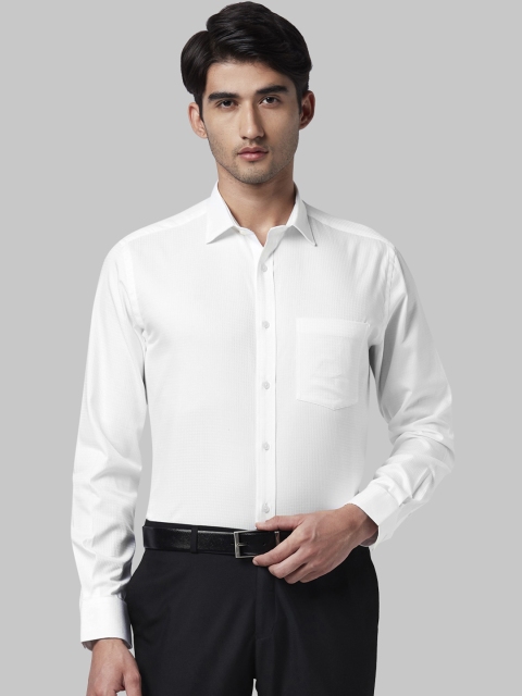 Park Avenue Men White Regular Fit Self Design Formal Shirt
