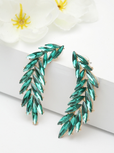 AVANT-GARDE PARIS Green Gold-Plated Crystal Studded Drop Earrings