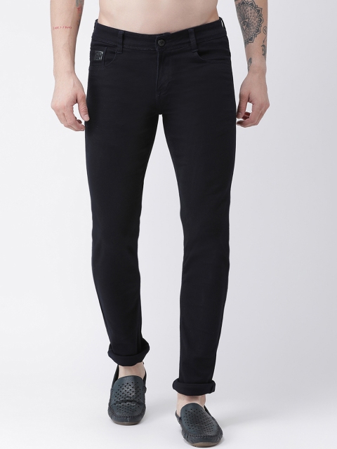 Rex Straut Jeans Men Navy Blue Slim Fit Mid-Rise Clean Look Jeans