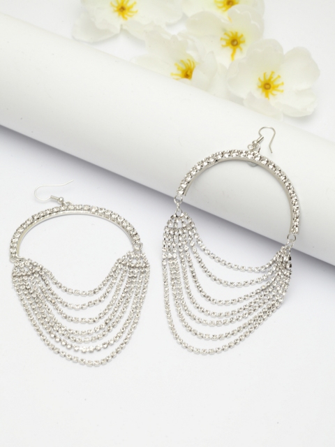 AVANT-GARDE PARIS Silver-Toned Contemporary Drop Earrings