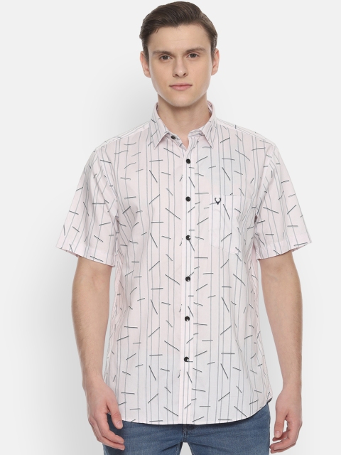 Allen Solly Men White & Black Slim Fit Striped Casual Shirt