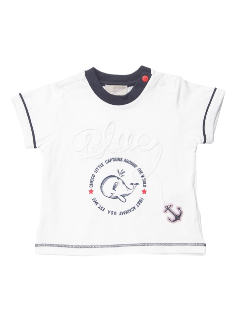 Chicco Boys White Printed Round Neck T-shirt