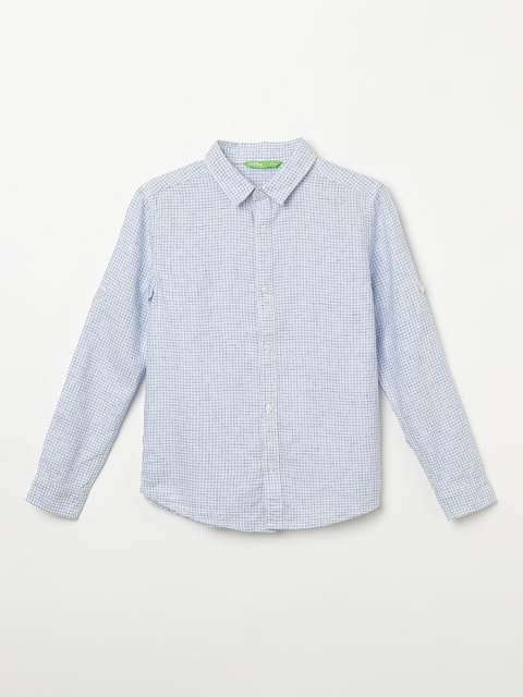 Bossini Boys Blue Regular Fit Checked Casual Shirt
