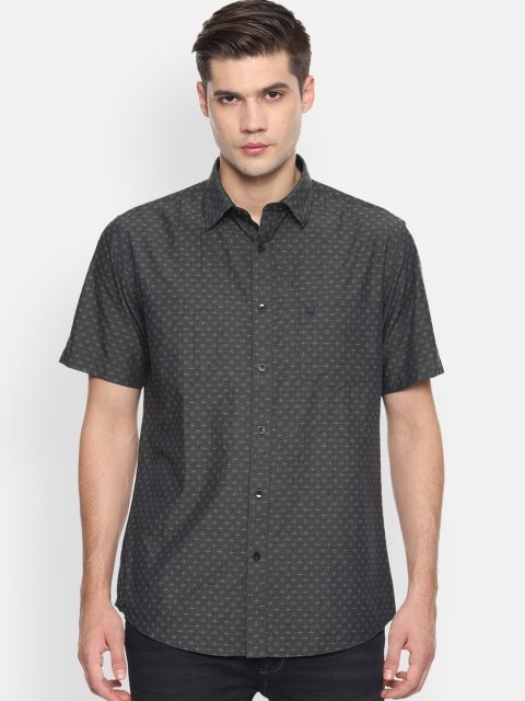 Allen Solly Men Grey & White Slim Fit Printed Casual Shirt