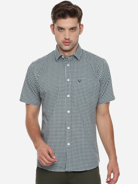 Allen Solly Men Green & White Slim Fit Checked Casual Shirt