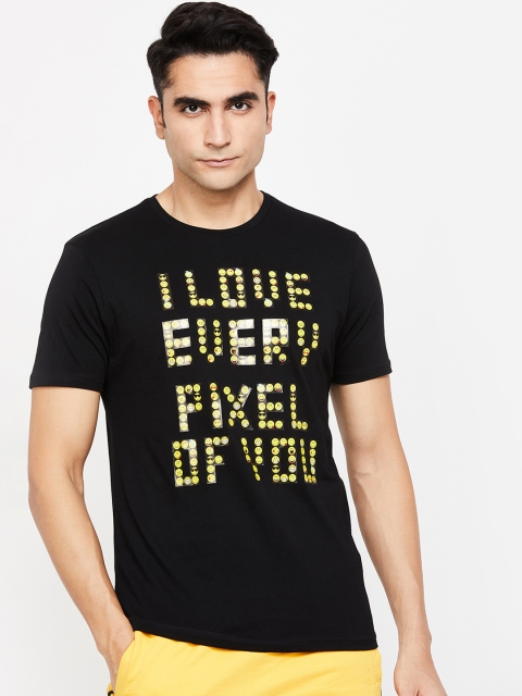 Smiley World Men Black Printed Round Neck T-shirt