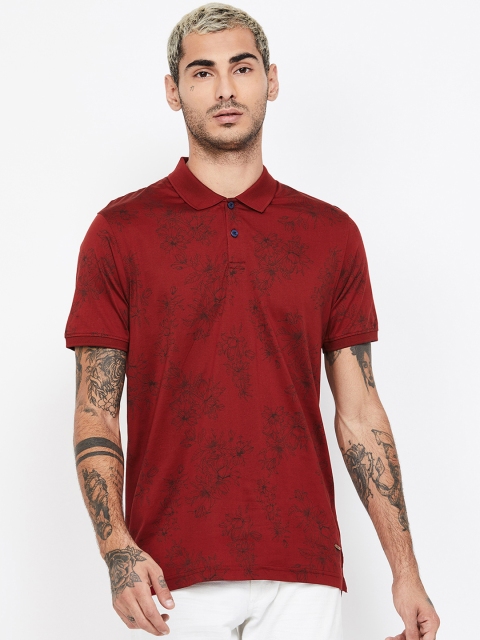 CODE by Lifestyle Men Maroon Printed Polo Collar T-shirt