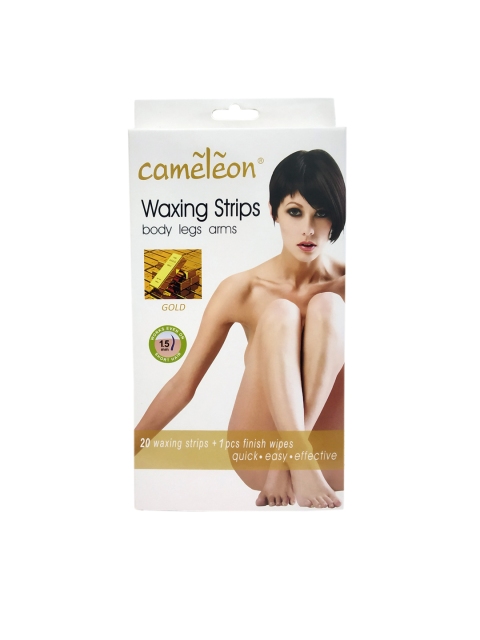 Cameleon Women Gold Body Legs Arms 20 Waxing Strips, Yellow