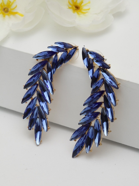 AVANT-GARDE PARIS Blue Gold-Plated Crystal Studded Drop Earrings