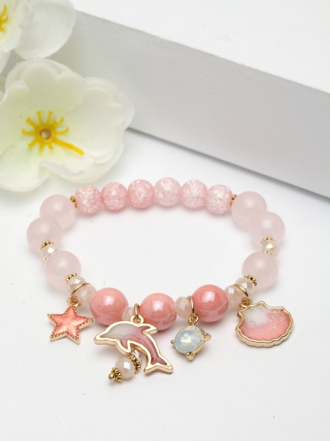 AVANT-GARDE PARIS Alloy Gold-Plated Pink Charm Bracelet