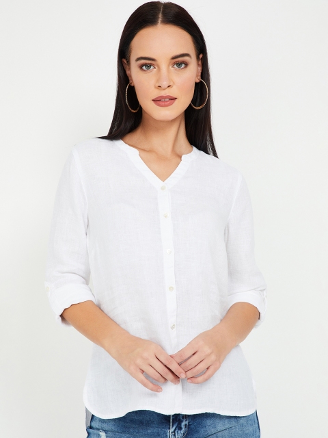 Bossini Women White Solid Shirt Style Top
