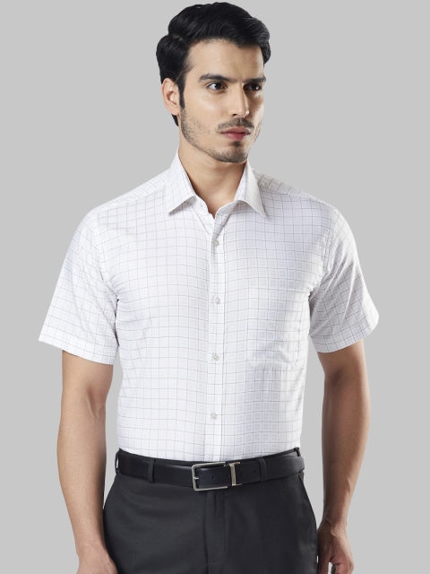 Raymond Men White & Black Regular Fit Checked Formal Shirt