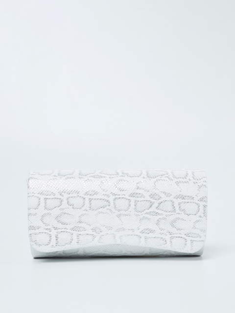 CODE by Lifestyle White & Grey Snake Skin Textured Clutch
