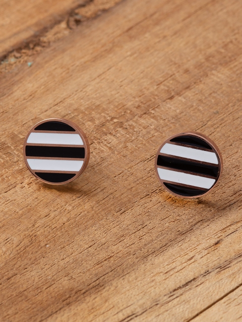 E2O Rose Gold-Plated & Black Circular Studs
