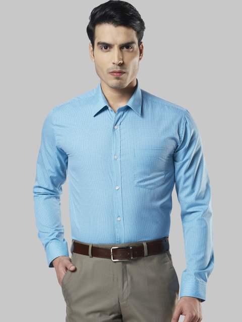 Next Look Men Sea Green Regular Fit Checked Formal Shirt