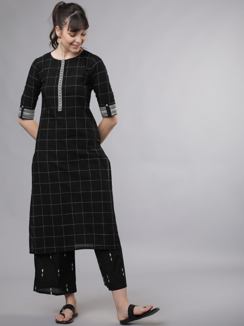 Vishudh Women Black & White Printed Kurti with Palazzos