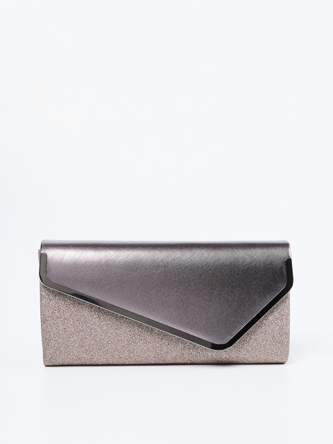 CODE by Lifestyle Gunmetal-Toned & Gold-Toned Shimmered Clutch with Chain Strap, Metallic
CODE by Lifestyle Gunmetal-Toned & Gold-Toned Shimmered Clutch with Chain Strap, Metallic