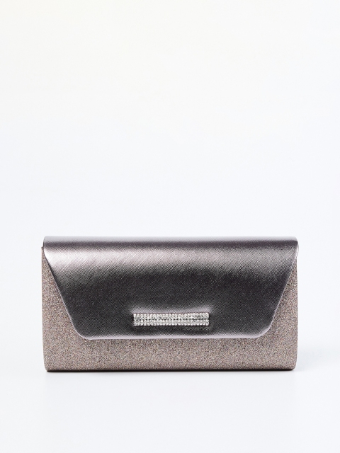 CODE by Lifestyle Gunmetal-Toned & Gold-Toned Shimmered Clutch with Chain Strap, Metallic
CODE by Lifestyle Gunmetal-Toned & Gold-Toned Shimmered Clutch with Chain Strap, Metallic