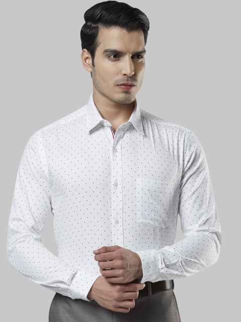 Next Look Men White & Blue Slim Fit Printed Formal Shirt