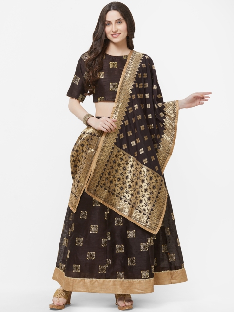 Vedic Brown & Gold-Toned Printed Dupatta