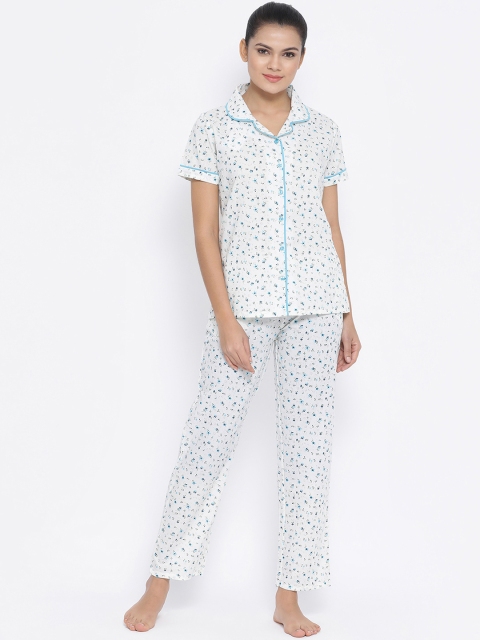 Kanvin Women Off-White Printed Night suit MJKSS20172A