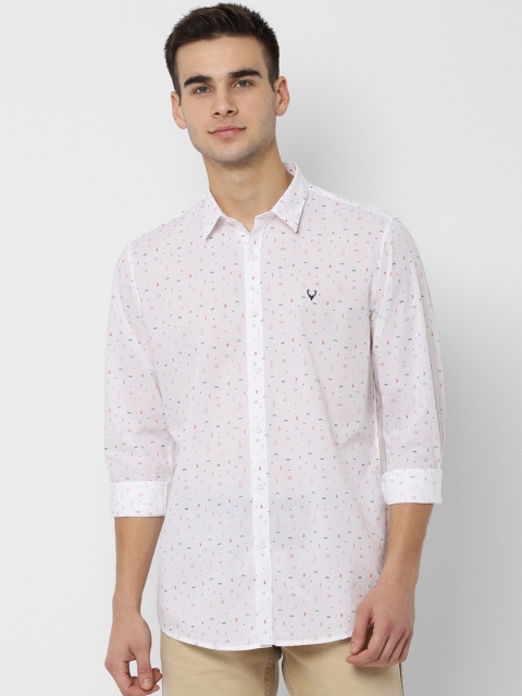 Allen Solly Sport Men White Red Regular Fit Printed Casual Shirt