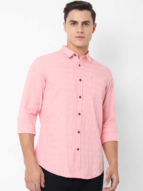 Solly Jeans Co. Men Pink Regular Fit Checked Formal Shirt