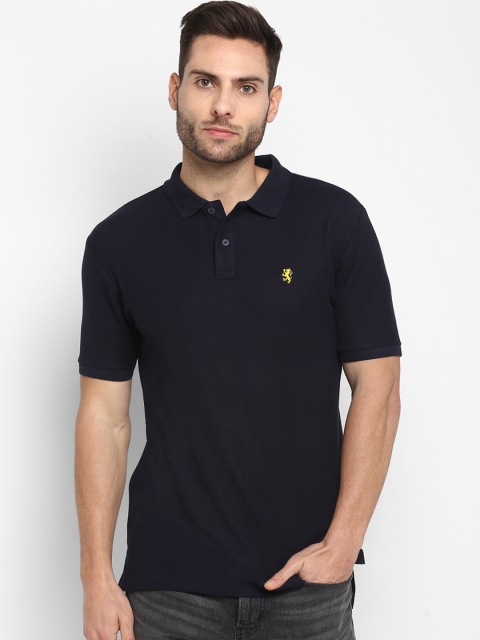 Red Tape Men Navy Blue Solid Polo Collar T-shirt