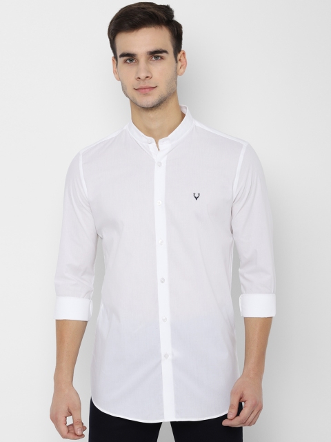 Allen Solly Men White Slim Fit Solid Casual Shirt