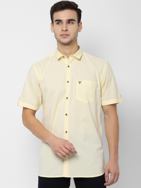 Allen Solly Men Yellow Slim Fit Self Design Casual Shirt